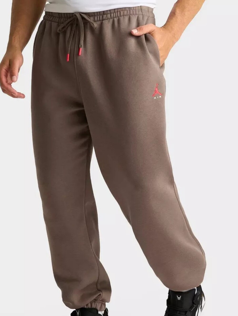 Men's Jordan Brooklyn Jumpman Air Joggers Palomino/University Red